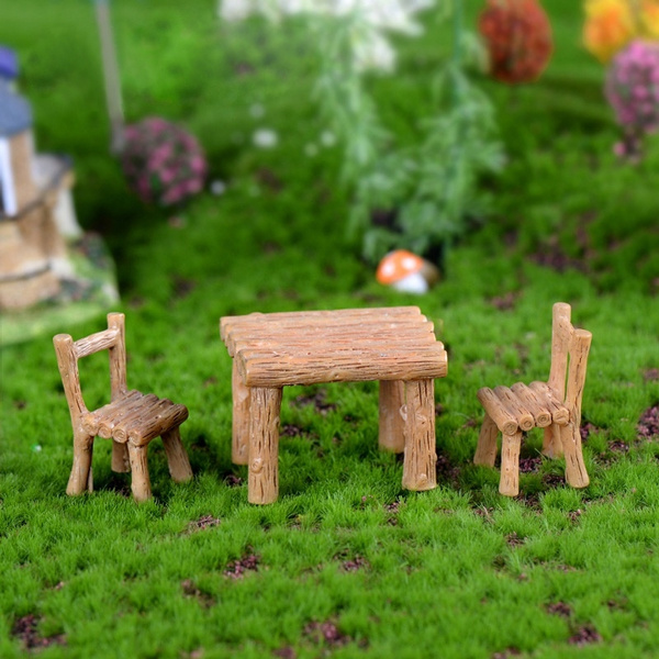 Table Chairs Miniature Landscape Fairy Garden Dollhouse Decoration S