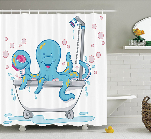 Octopus Decor Collection, Cartoon Illustration of Cute Octopus Taking a ...