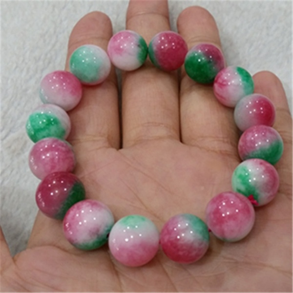 New 100% Natural RED GREEN Peach Blossom stone stone Bracelet 62MM