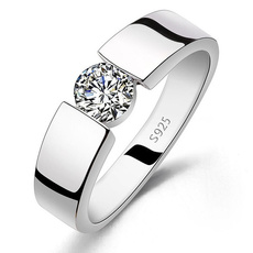 Sterling, Steel, DIAMOND, wedding ring