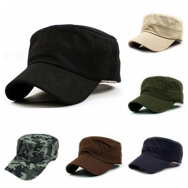 New Classic Plain Vintage Army Military Cadet Style Cotton Cap Hat ...