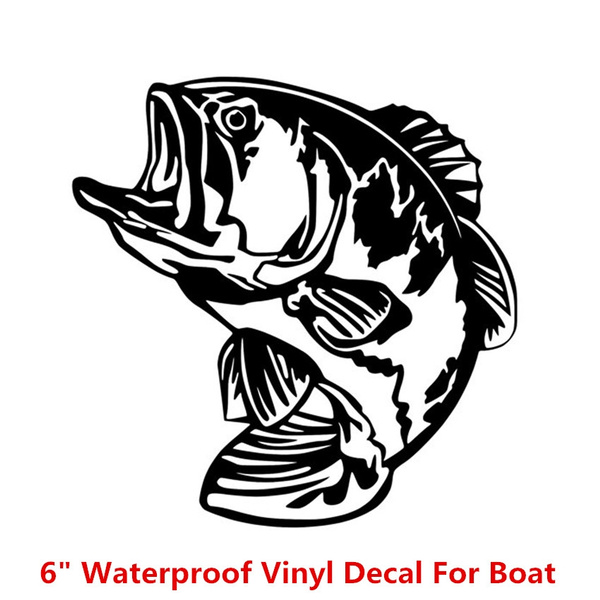 6 Bass Fish Waterproof Vinyl Decal Stickers for Fishing Boat Die