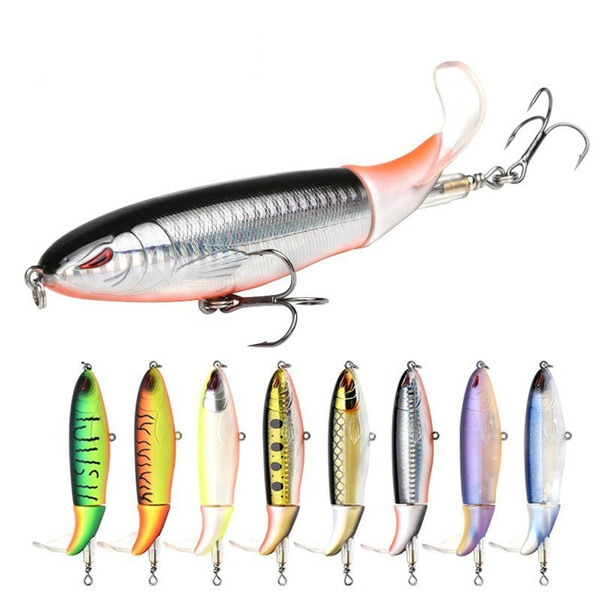 New Whopper Popper Topwater Fishing Lure Plopper Wobbler Soft Rotating Tail  Artificial Bait With Treble Hook Color Random