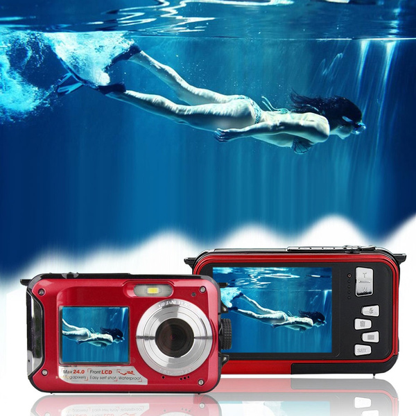 Waterproof Underwater Digital Camera 24MP 1080P Dual Screen Point and