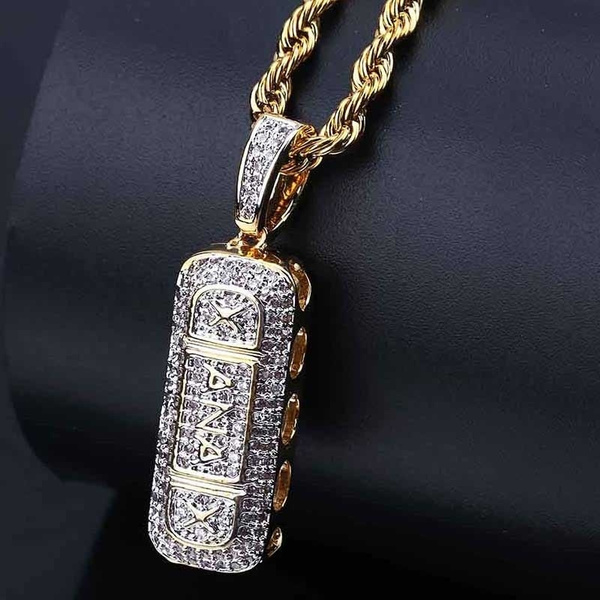 18K Gold Hollow Micro Pave CZ Iced Out 
