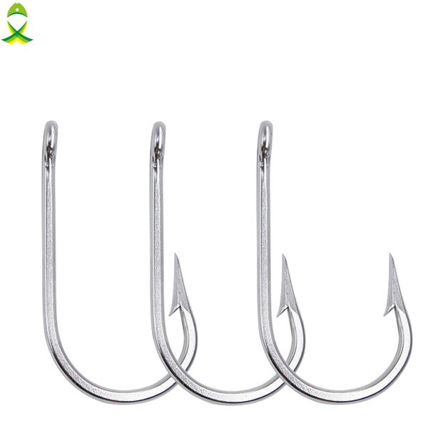 20pcs/lot Stainless Steel Shark Fishing Hooks Big Game Type Fishing  Accessories Size 4/0-12/0