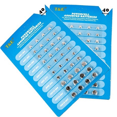 40pc/set Assorted Button T&E Cell Watch Batteries AG1/3/4/5/12/13 Mixed   For Watch Camera Remote control toy home