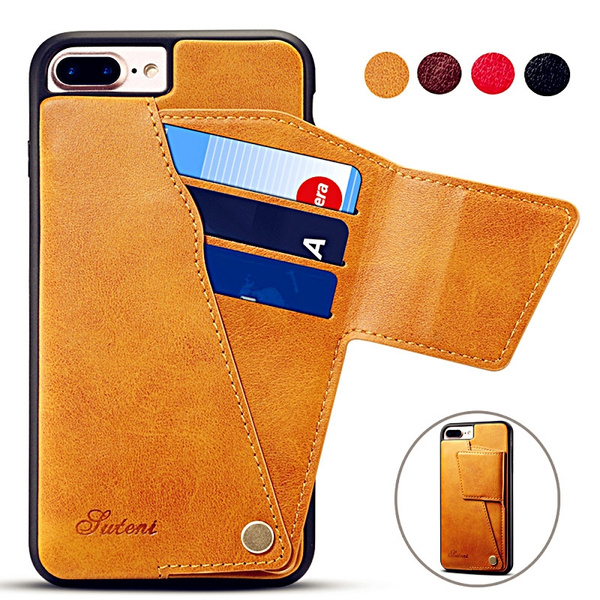 Cover for iPhone 7 Leather Kickstand Wallet Cover Card Holders Extra-Protective Business with Free Waterproof-Bag Delicate iPhone 7 Flip Case 