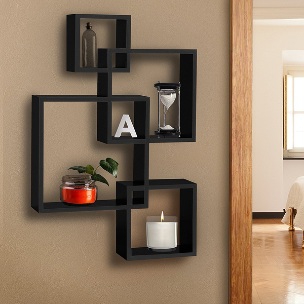 Set of 4 Decorative Wood Floating Wall Shelf Display Home Bathroom ...