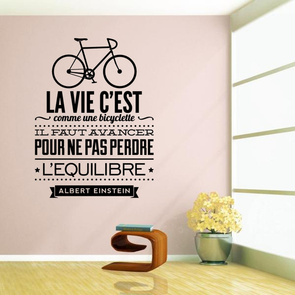 Stickers Muraux Citations La Vie C Est Comme Une Bicyclette 58cmx78cm Wish