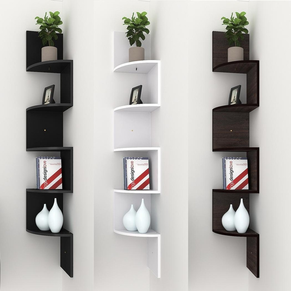 Modern 5 Tier Corner Floating Shelves Wall Mount Home Decor Display Shelf Wish - Decorative Wall Mount Corner Shelf
