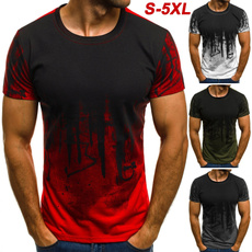 New Men's Summer Fashion Fitness Tshirt Camouflage Print Slim Fit Shirts Round Neck Short Sleeve Casual Tops