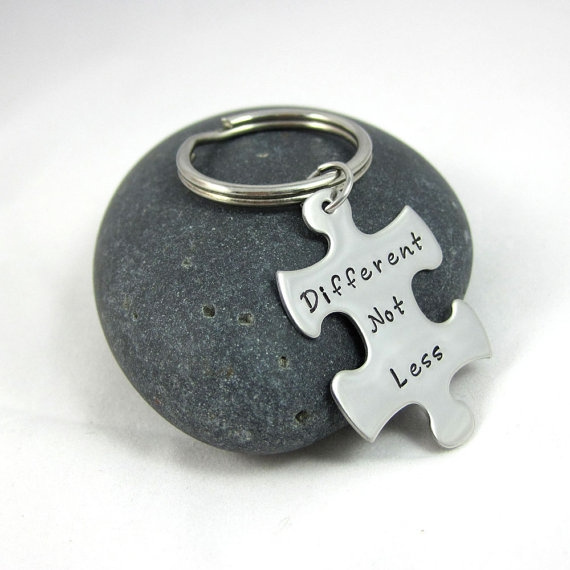 Autism Awareness Different Not Less Key Chain Autism Puzzle Piece Keychain