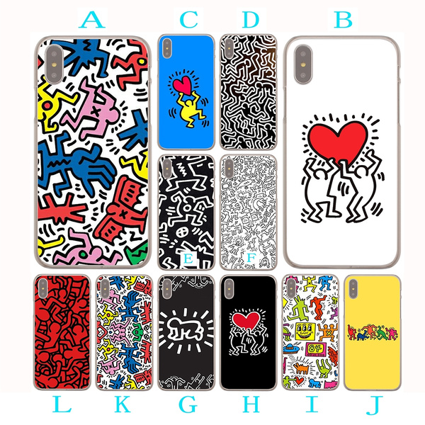 G111 Keith Haring Funny Hard Case for iPhone X Xr Xs Max or 10 8 7 6 6S Plus 5 5S SE 5C 4 4S 7Plus 8Plus