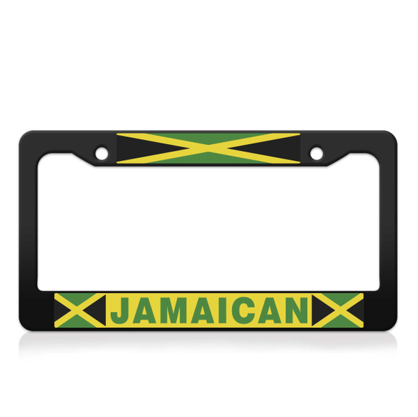 Jamaican Auto Metal License Plate Frame Car Tag Holder with Screw Caps