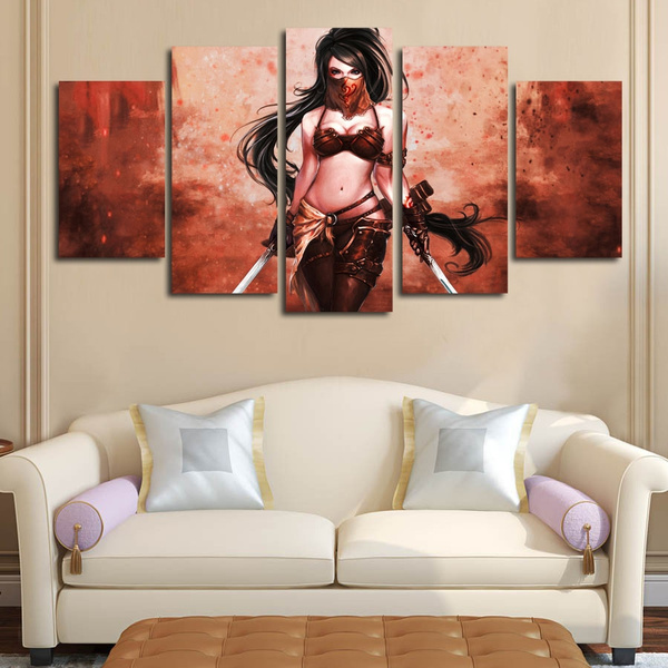 Modern Canvas Art Beautiful Girl Female Assassin Samurai Girl In Mask Poster Canvas Wall Art Painting Japanese Anime Killer Girl Fantasy Art Artwork 5 Pieces Canvas Painting Home Decor Wish