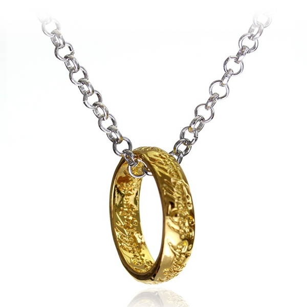 Lord of the Rings Hobbit Mens Pendant Tungsten Gold with FREE Chain Necklace