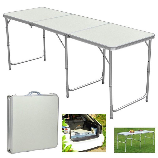 FOLDING CAMPING TABLE ALUMINIUM PICNIC PORTABLE ADJUSTABLE FOR PARTY BBQ OUTDOOR 