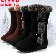 Plus Size 4.5-11 Women Winter Warm Fur Lined Wedge Snow Boots