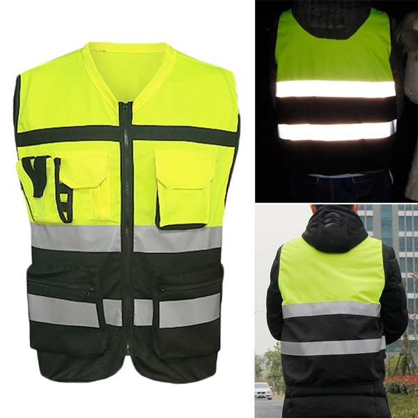 Hot Fashion Safety Vest Zipper Reflective Vest Security Cycling 