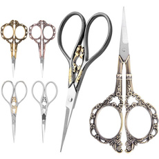 1pc Vintage Flower Pattern Needlework Embroidery Stainless Steel Tailor Scissors-JYY