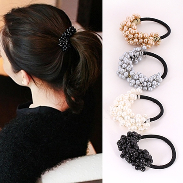 Pearl Hair Bands Women Ponytail Holder Elastic Rubber Rope Ties Hair  Accessories