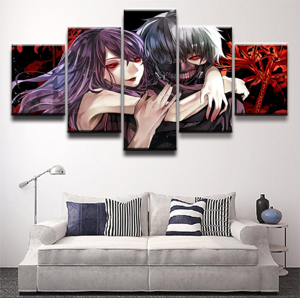 Rize kamishiro and Ken Kaneki Tokyo Ghoul Anime Home Decor Canvas