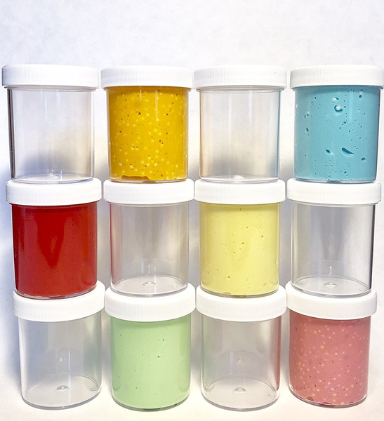 slime storage jars 4 oz - (available in 8 and 30 packs) - clear all purpose  containers - for all glue putty making - art, craft and hobby storage  containers