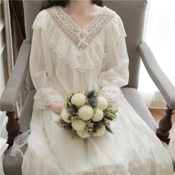 Lady Lolita Tiered Nightdress Victorian Nightwear Sleepwear Lace Sheer Tulle New Lady Lolita Tiered Nightdress Victorian Nightwear Sleepwear Lace Sheer Tulle New