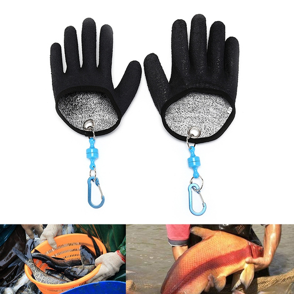 Fishing Free Hands Fishing Gloves Handing Fish Safety Magnet Release & Keychain 