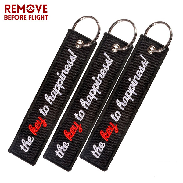 3 PCS The Key to Happiness Embroidery Letter Key Chain Bijoux for