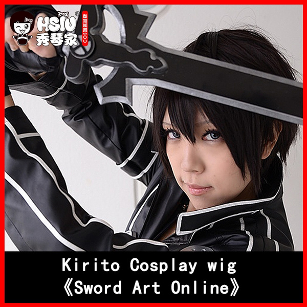 HSIU 30cm Short black wig Sword Art Online Cosplay Wig Kazuto or Kirito  Costume Play Wigs Halloween party Anime Game Hair