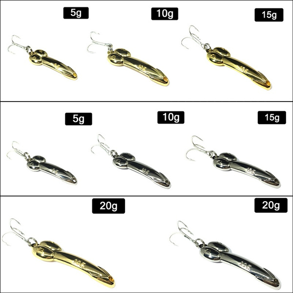2pcs Penis Spoon Fishing Lure 5g/10g/15g/20g with Hooks Gold