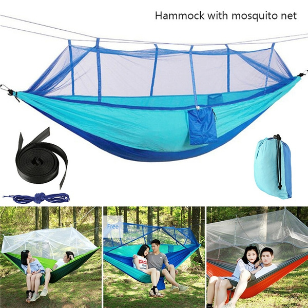 New Double Outdoor Person Travel Camping Hanging Hammock Bed Wi Mosquito Net Set