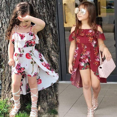 Kid Girl Summer Sweet Clothing Fashion Flower Print Sling Falbala Dress