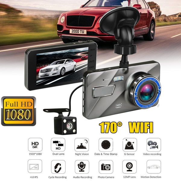 4'' IPS HD Dual Lens Car Dash Cam 1080P 170° Wide Angle LED Light High ...