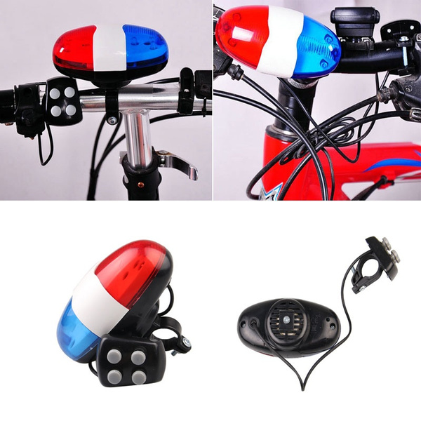 Bicycle Bell Electronic Horn Tail Lamp Light Police Siren Bike Bell 4Ring Tone 
