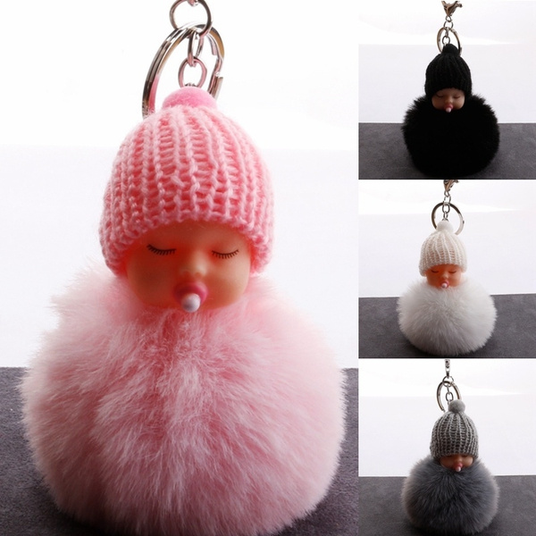 fluffy baby keyring