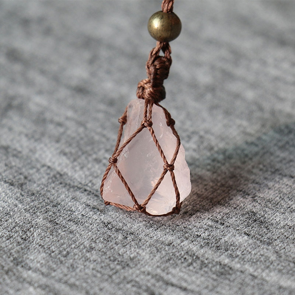 Rose quartz store rope necklace