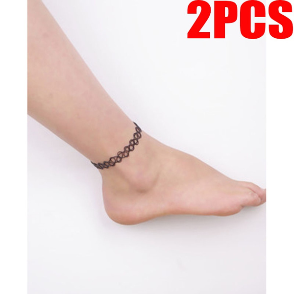 Hippy Gift Jewelry Black Plastic Tattoo Fish Line Foot chain Vintage Anklet  Anklet Tattoo Anklet Stretch Tattoo Foot chain Elastic Anklet For Women Fishing  Line Hot Sell Elastic