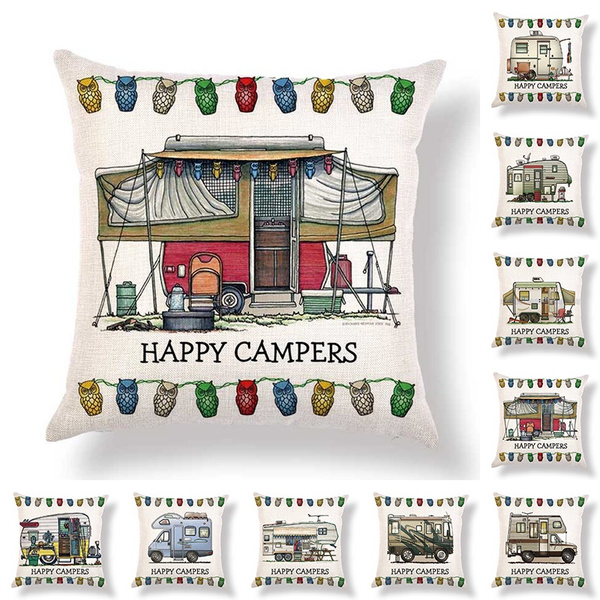 happy campers cushion covers