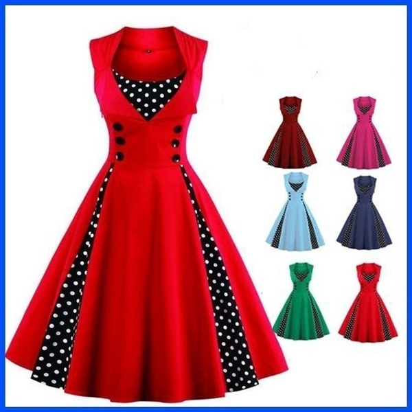 Women Robe Pin Up Dress Retro Vintage 50s 60s Rockabilly Dot Swing ...