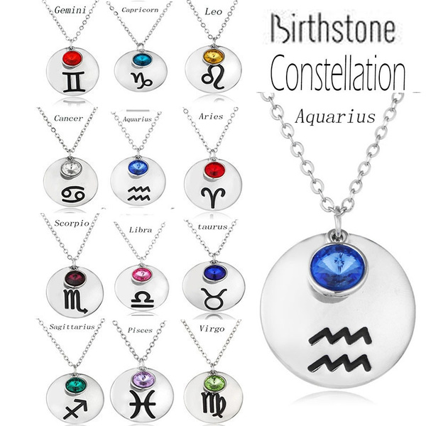 12 Constellations Lucky Birthstone Aquarius Necklace | Wish
