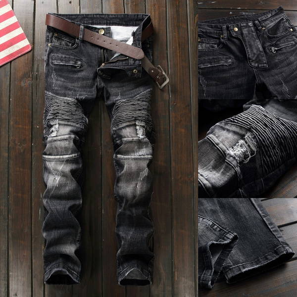 Biker jeans clearance ripped mens