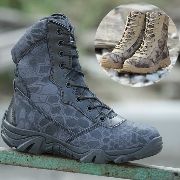 blue camouflage boots