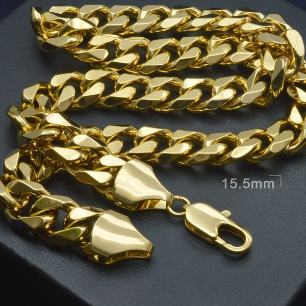 High Quality Mens Solid Chain Long Necklace Jewelry 9 16mm Band Width 50cm 60cm 70cm Length Wish