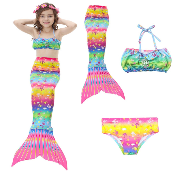 3 Stks / set Kids Meisjes Mermaid Zwemmen Staart Badpak Zomer zwemmen ...