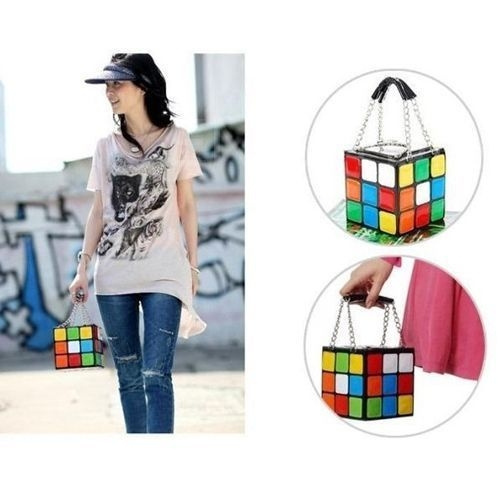 Women's Cute Cube Handbag Magic Cute Shape Shoulder Bag Clutch Bag