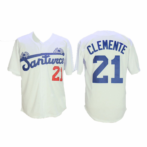 Clemente #21 Santurce White Baseball Jersey