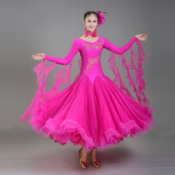 Adult Dancewear Standard Ballroom Waltz Tango Fox Trot Dance Performance Dress 